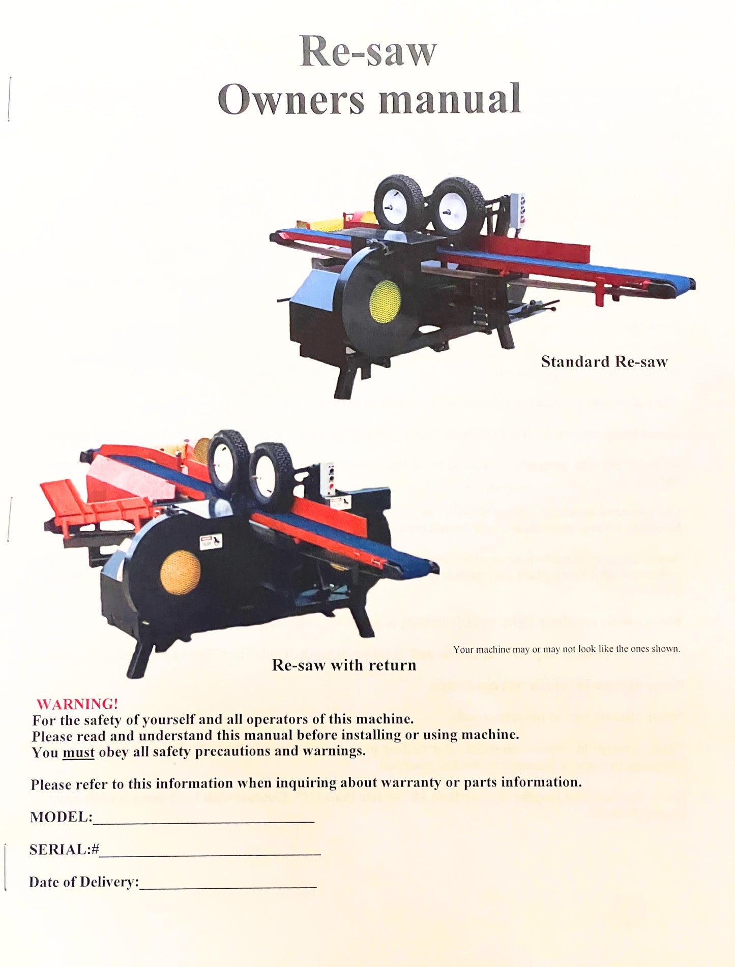 Resaw Owners Manual 2000-up newer model